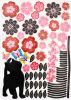 Cat & Flowers - Large Wall Decals Stickers Appliques Home Decor