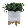 10" TEXTURED PLANTER W/ STAND, WHITE