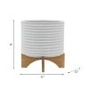 10" TEXTURED PLANTER W/ STAND, WHITE