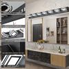 LED Modern Black Vanity Lights, 7-Lights Acrylic Matte Black Bathroom Vanity Lights Over Mirror