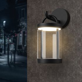 Inowel Lights Outdoor Wall Sconce Lantern Exterior IP65 Waterproof LED Wall Light Classic Wall Lamp Round Lighting 32333 (Color: black)