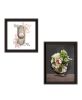"Vintage Floral Tea Pot & Door Knob" 2-Piece Vignette by House Fenway, Ready to Hang Framed Print, Black Frame