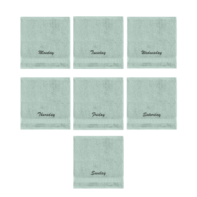 Customized Seven Days Towels - Washcloths - Set of 2 (Color: green)