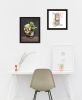 "Vintage Floral Tea Pot & Door Knob" 2-Piece Vignette by House Fenway, Ready to Hang Framed Print, Black Frame